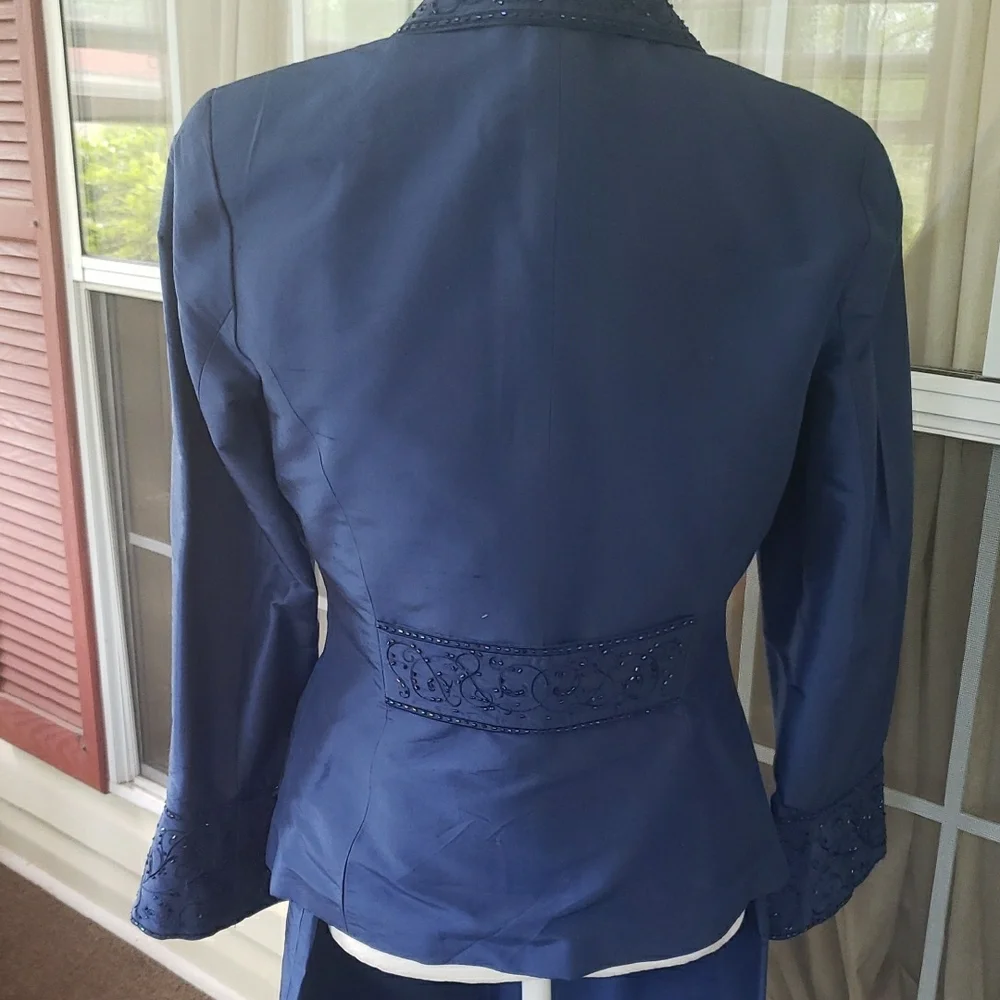 KIR Elegant Embellish Blue‎ 3 Pcs. Skirt Suit